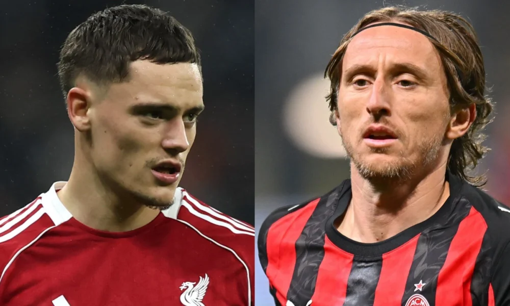 Liverpool midfielder Florian Wirtz in action during a Premier League match, amid comparisons to Luka Modric.