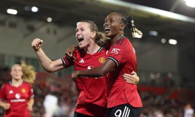 Manchester United Women’s team training at Old Trafford ahead of their historic Champions League match against PSG.