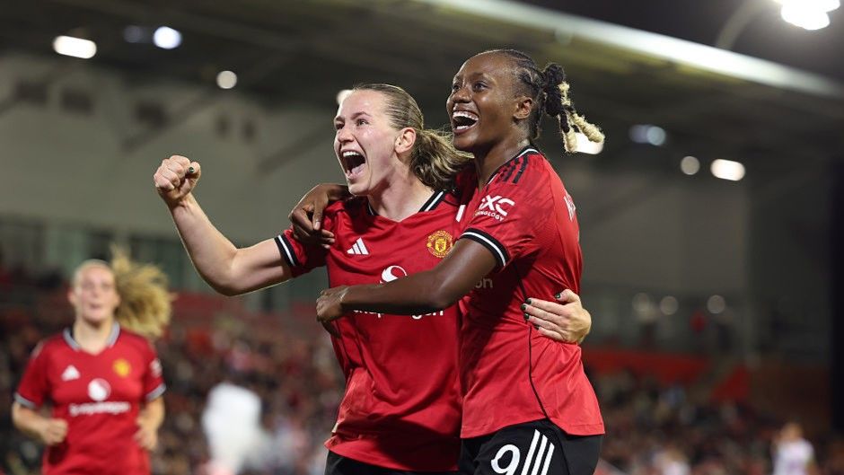 Manchester United Women’s team training at Old Trafford ahead of their historic Champions League match against PSG.