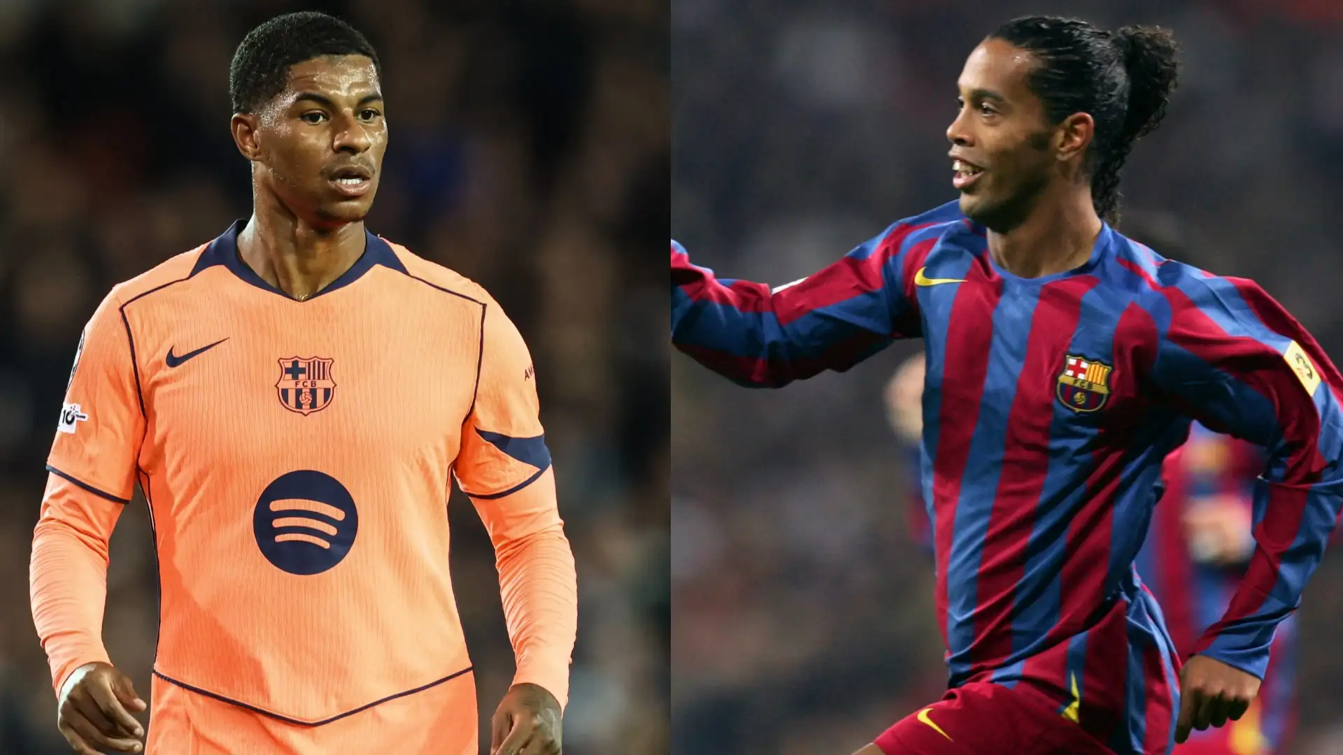 Marcus Rashford modeling Barcelona 2025-26 fourth kit inspired by Ronaldinho’s Clasico win