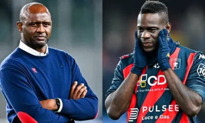 Mario Balotelli reacts to Patrick Vieira’s Genoa sacking