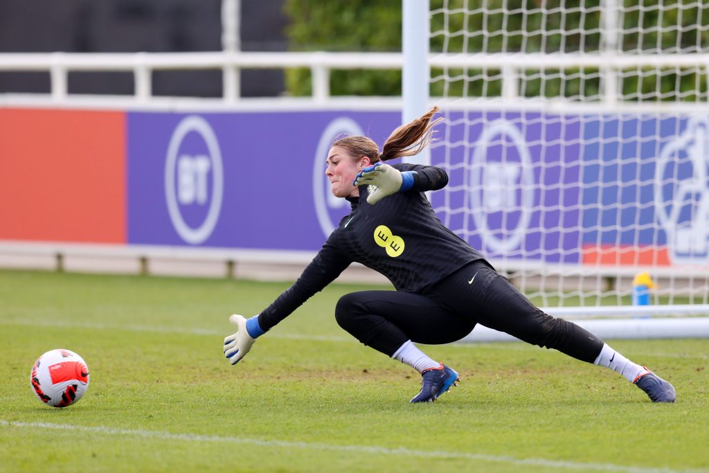 Mary Earps during England Women’s training session before international match.