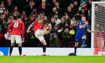 Matthijs de Ligt frustrated during Manchester United vs Everton Premier League match