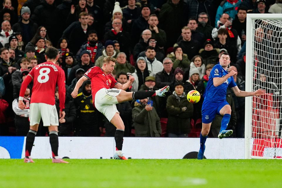Matthijs de Ligt frustrated during Manchester United vs Everton Premier League match
