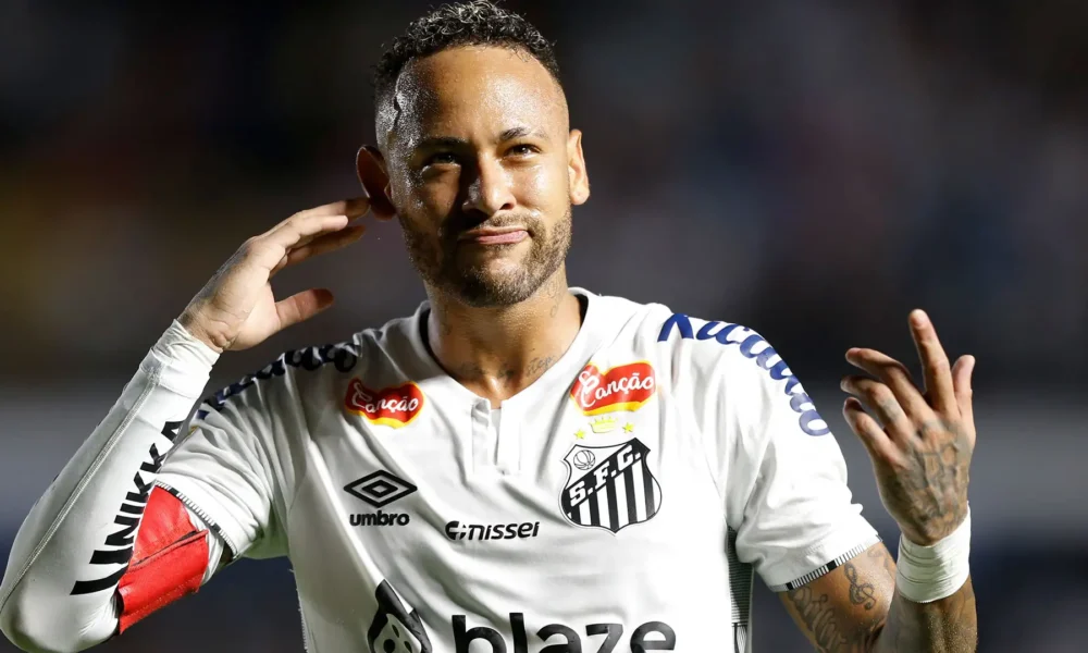 Neymar On The Pitch With Santos Looking Concerned During Relegation Battle