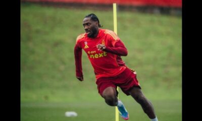 Ola Aina training with Nottingham Forest after recovering from hamstring injury