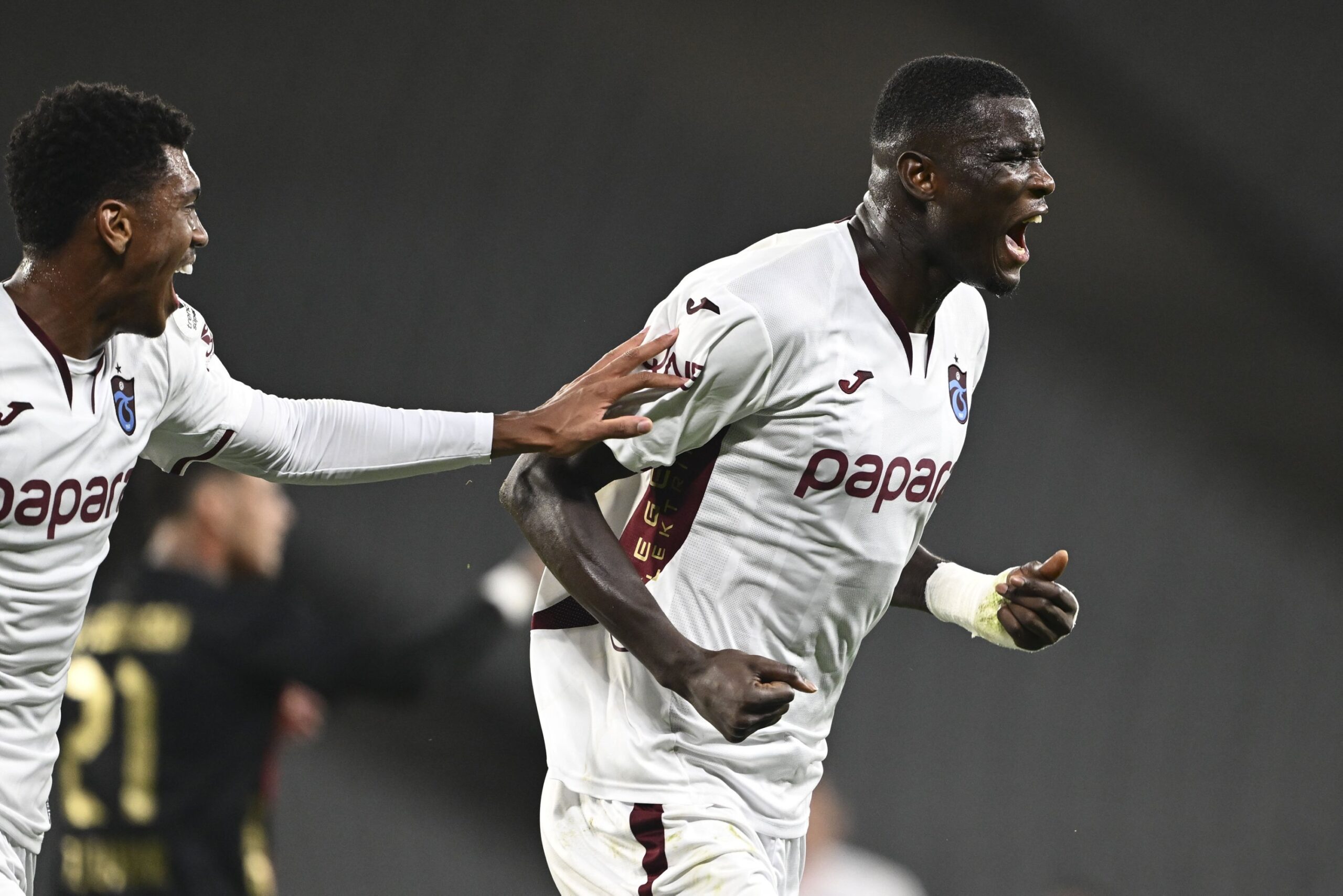 Paul Onuachu celebrates after scoring for Trabzonspor in the Turkish Super Lig