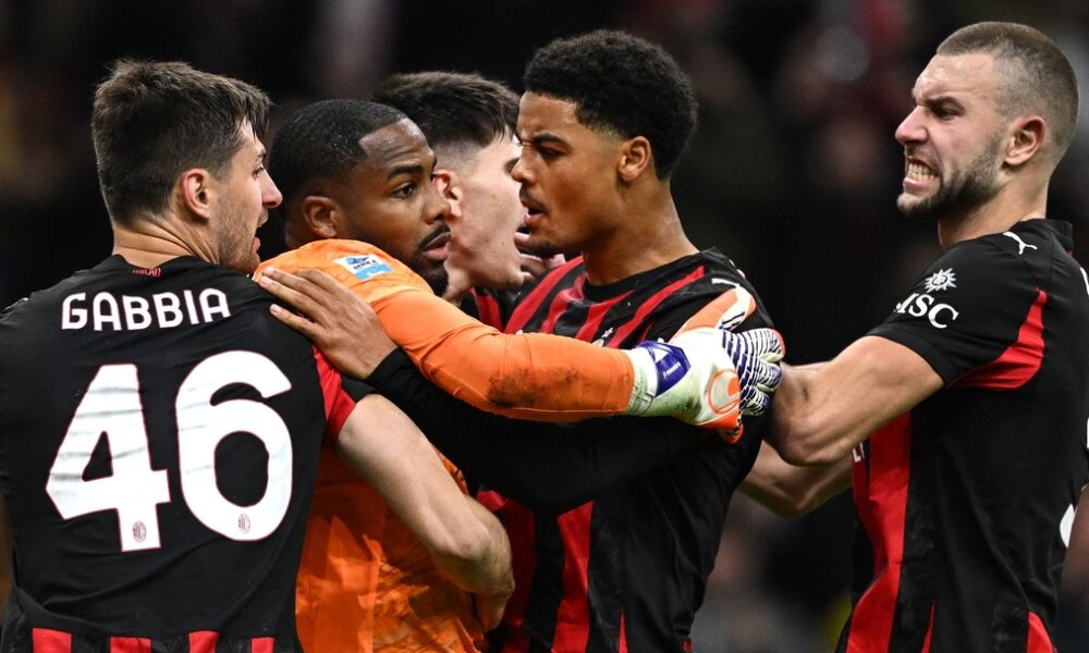Paulo Dybala reacts after missing a penalty for AS Roma against AC Milan in Serie A