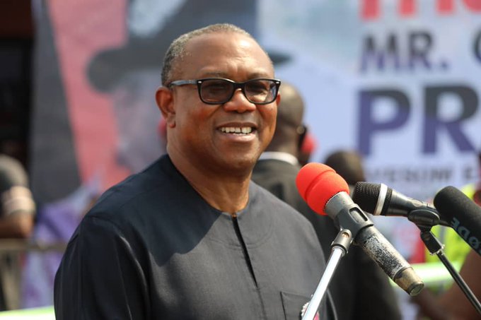 Peter Obi speaking at a public event in Nigeria.