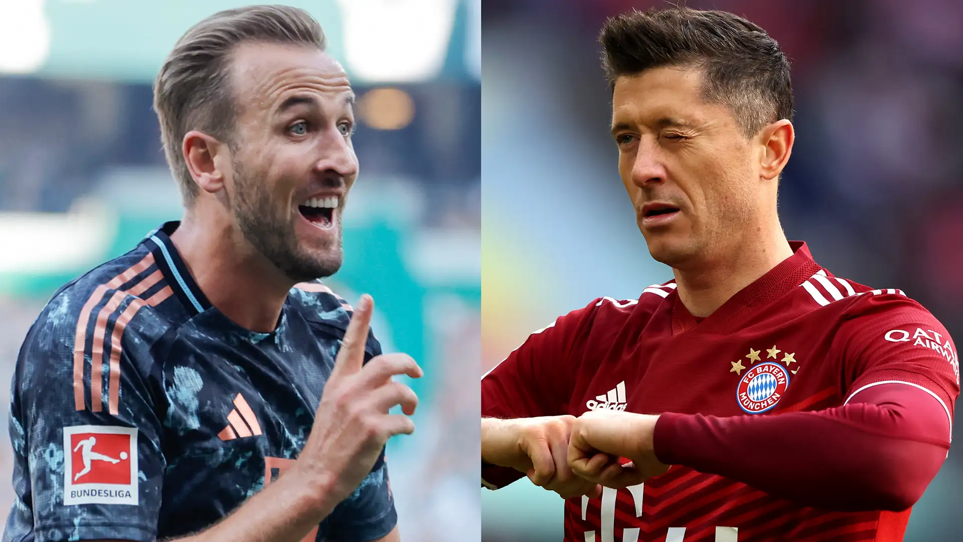 Robert Lewandowski and Harry Kane side by side in Bayern Munich colours