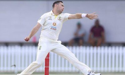 Scott Boland bowling for Australia during Ashes preparations