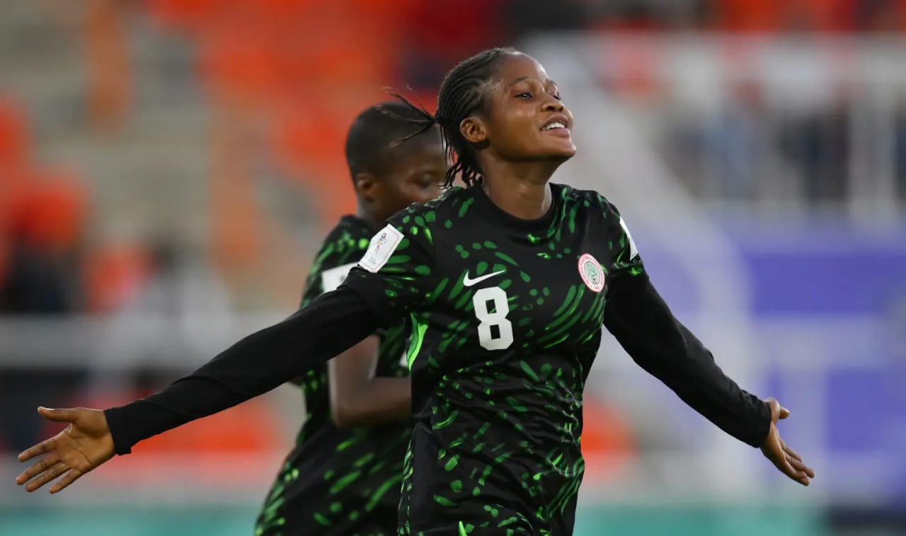 Shakirat Moshood celebrating during a Flamingos U-17 match