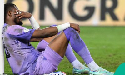 Stanley Nwabali looking dejected after Nigeria’s penalty shootout loss to DR Congo