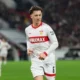 Stuttgart midfielder Angelo Stiller in action during Bundesliga match as Manchester United eye transfer move