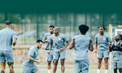 Super Eagles players during a World Cup qualifier training session