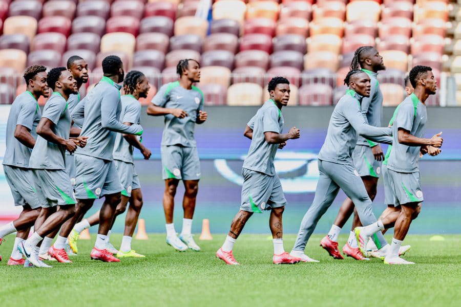 Super Eagles players training ahead of World Cup qualifier against Gabon in Rabat, Morocco.