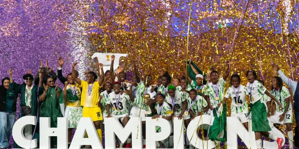 Super Falcons of Nigeria celebrating WAFCON victory