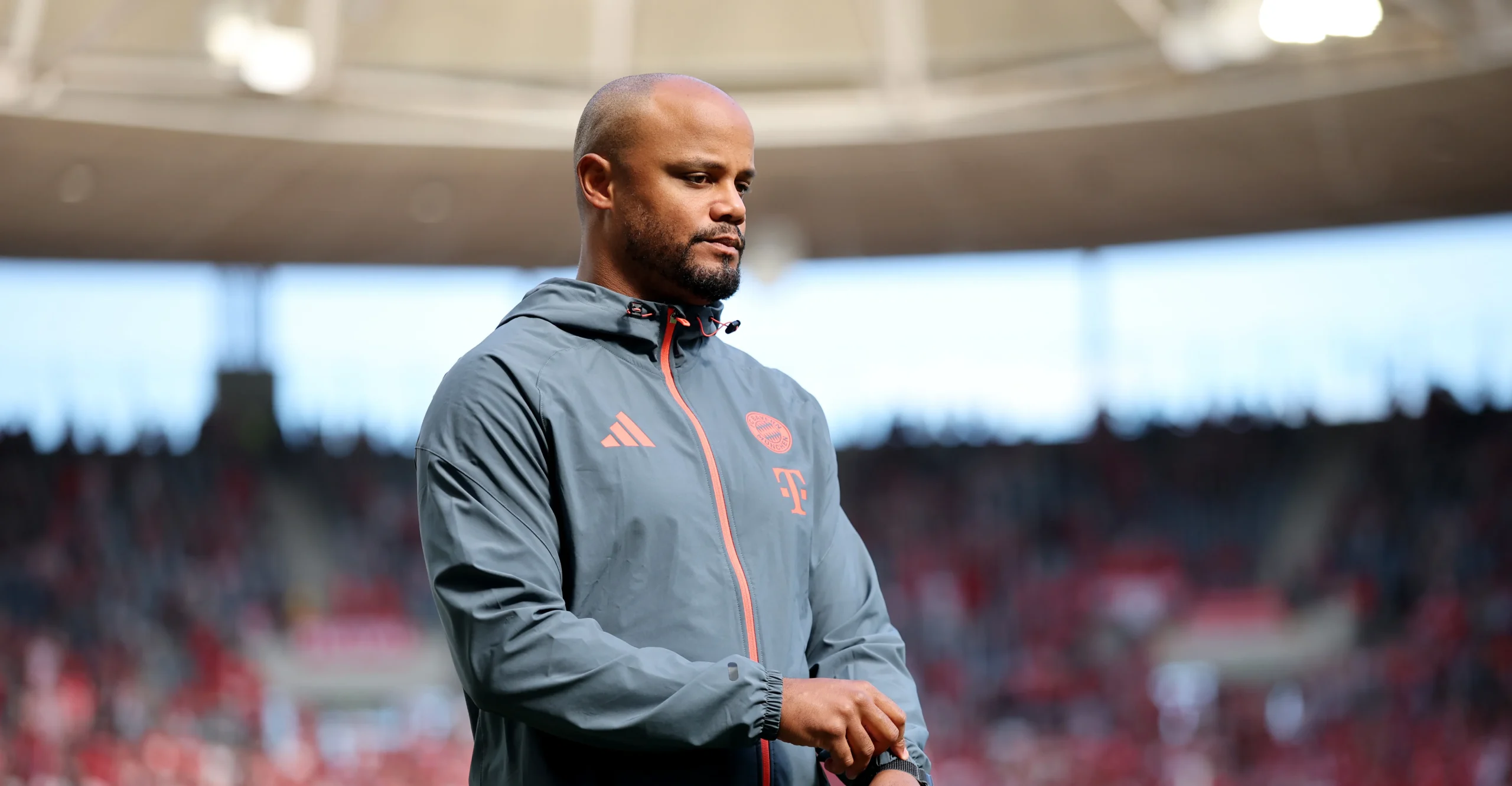 Vincent Kompany celebrating Bayern Munich’s unbeaten run in the Bundesliga