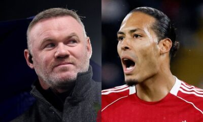 Wayne Rooney and Virgil van Dijk exchange words during post-match interview
