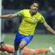 Vitor Roque celebrating a goal for Palmeiras after Barcelona exit