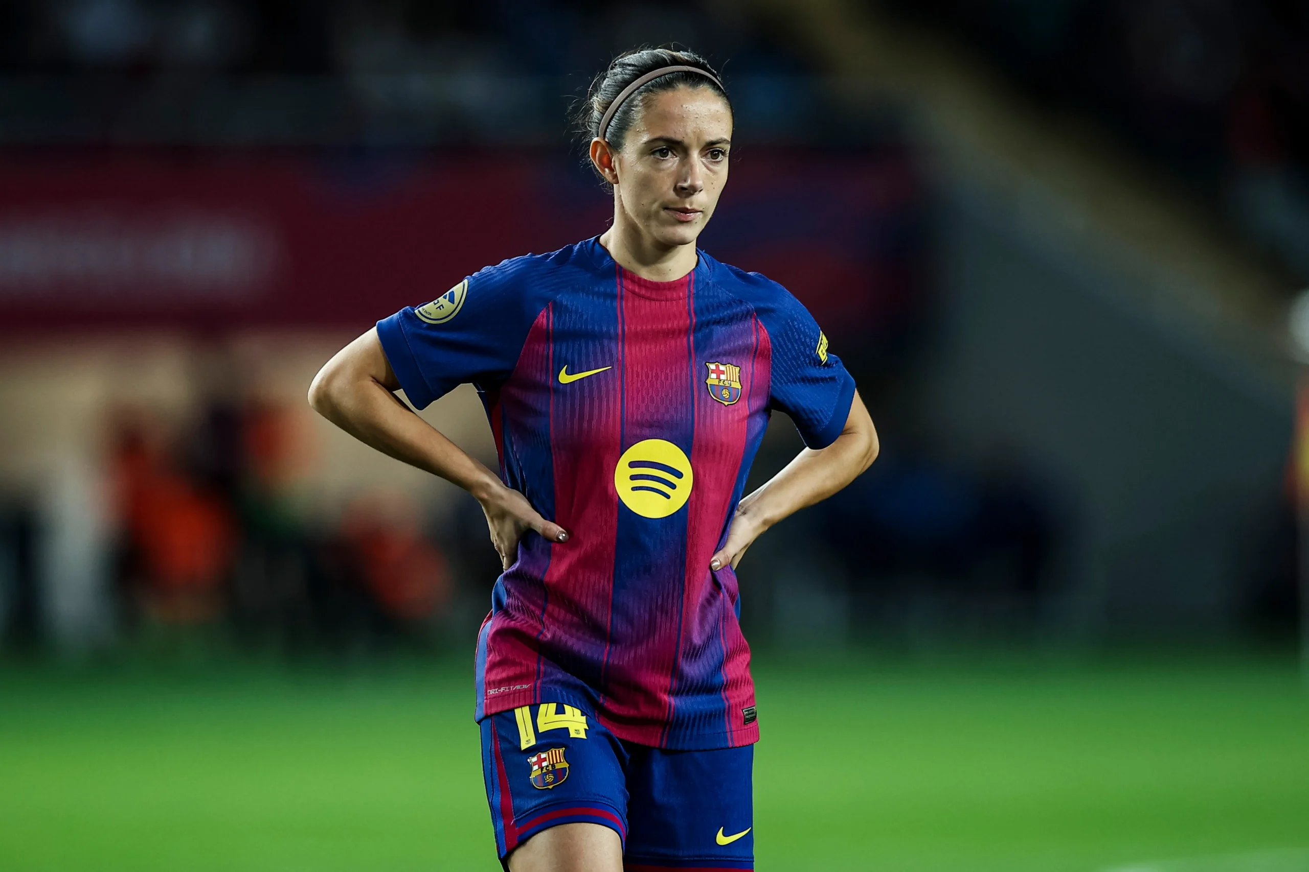 Aitana Bonmati in action for Barcelona before suffering a fractured fibula injury.