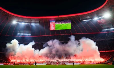 Bayern Munich Ultras Ignite Flares During Champions League Match Against Sporting CP