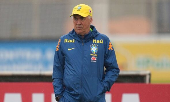 Carlo Ancelotti during Brazil national team training session ahead of World Cup 2026