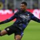Denzel Dumfries in action for Inter Milan, with transfer rumours linking him to Barcelona and Manchester City