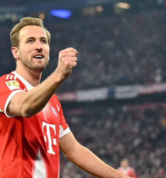 Harry Kane Celebrating A Goal For Bayern Munich Amid Barcelona Transfer Speculation