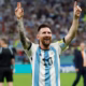 Lionel Messi celebrating with Argentina after winning the 2022 World Cup