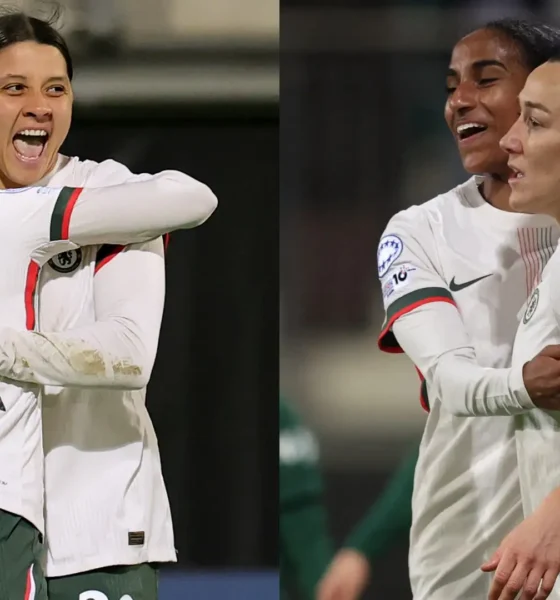Lucy Bronze And Sam Kerr Celebrating Chelsea Women’s Champions League Win Against Wolfsburg