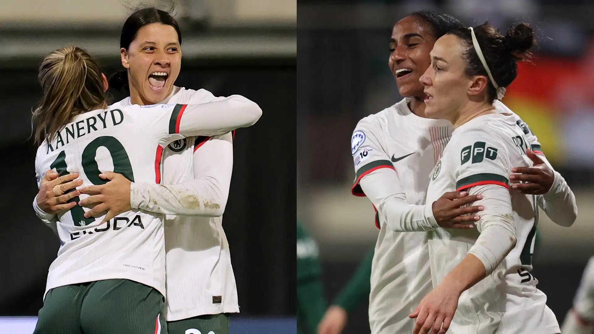 Lucy Bronze And Sam Kerr Celebrating Chelsea Women’s Champions League Win Against Wolfsburg