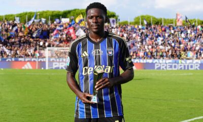 Nigerian midfielder Ebenezer Akinsanmiro in action during a match for Pisa SC.