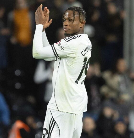 Samuel Chukwueze in action for Fulham in the Premier League