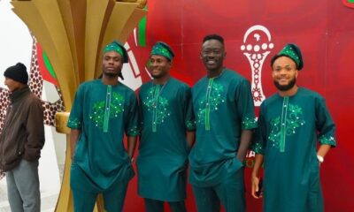Super Eagles Of Nigeria Arriving In Morocco Wearing Traditional Green Senator Outfits At AFCON 2025