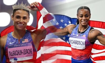 Sydney McLaughlin-Levrone and Sha’Carri Richardson competing on the track.