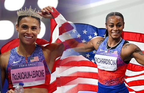 Sydney McLaughlin-Levrone and Sha’Carri Richardson competing on the track.