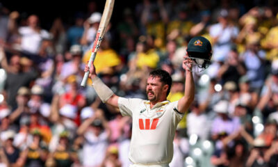 Travis Head Celebrating A Century At Adelaide Oval During The Ashes