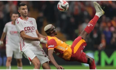 Victor Osimhen Celebrates Stunning Overhead Kick For Galatasaray