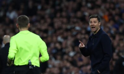 Xabi Alonso on the touchline for Real Madrid during LaLiga match at the Bernabeu