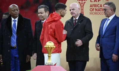 Achraf Hakimi looking dejected after AFCON 2025 final with Morocco