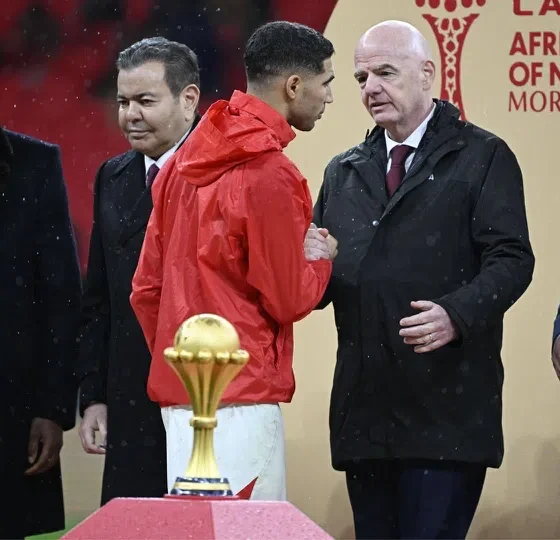Achraf Hakimi looking dejected after AFCON 2025 final with Morocco
