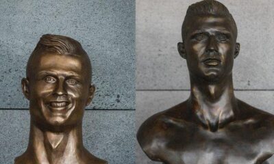 Cristiano Ronaldo bronze statue outside the CR7 Museum in Funchal, Madeira