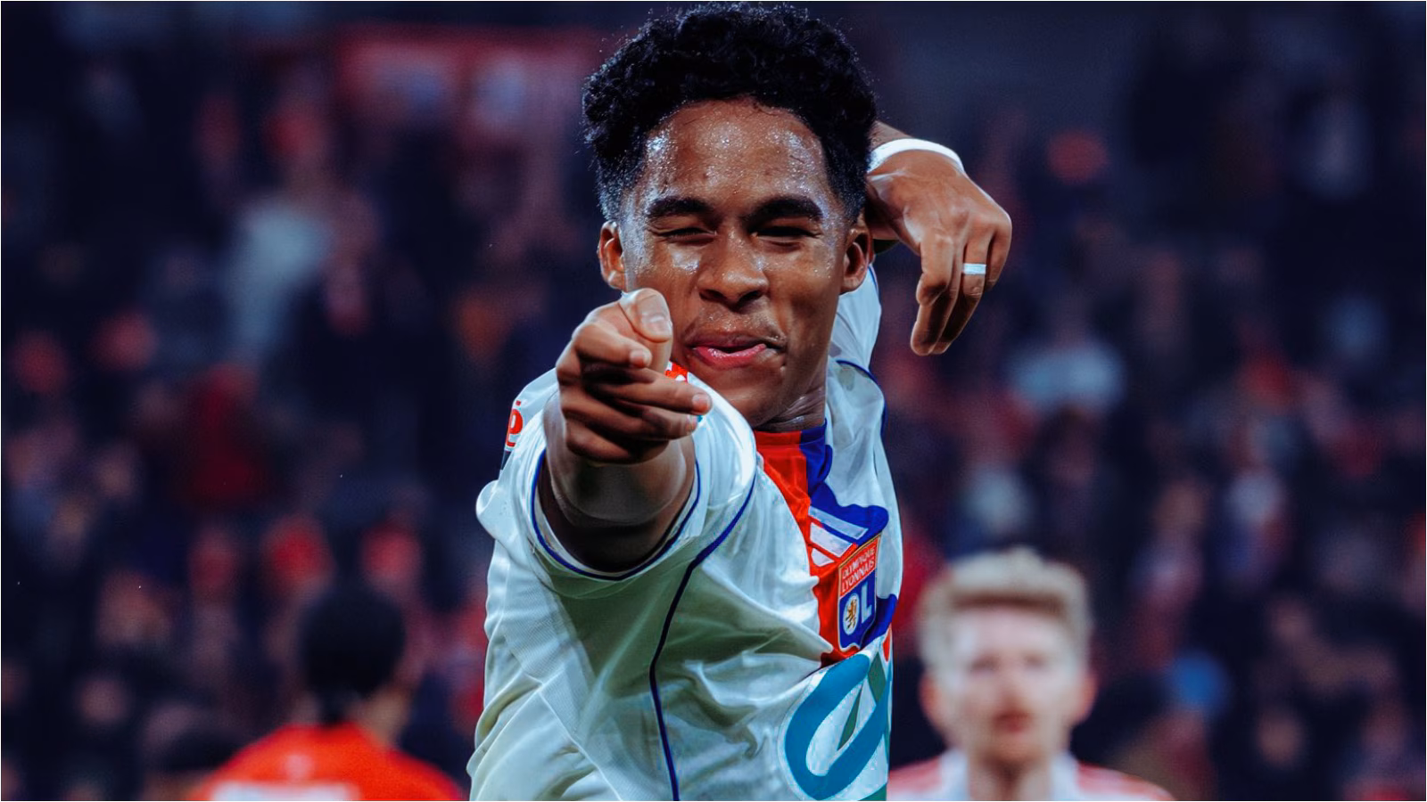 Endrick celebrating his debut goal for Lyon in the Coupe de France