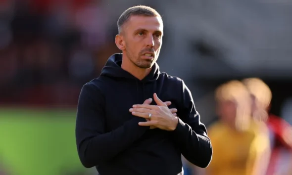 Gary O’Neil during a press conference as Strasbourg manager