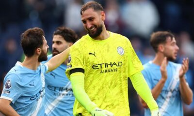Gianluigi Donnarumma playing for Manchester City in Premier League match