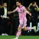 Lionel Messi celebrating a goal for Inter Miami CF