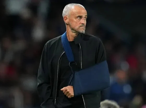 Luis Enrique on the touchline as Paris Saint-Germain manager during a major final