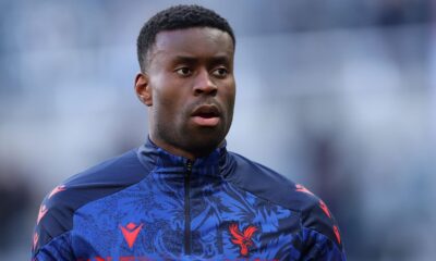 Marc Guehi warming up for Crystal Palace amid Manchester City transfer links