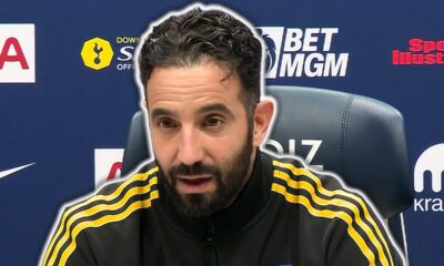 Ruben Amorim watching a football match, linked with Tottenham managerial role